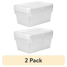 (2 pack) Set of (4) 12 Quart Storage Boxes, Clear Plastic Storage Bin with Snap-On Lid, White