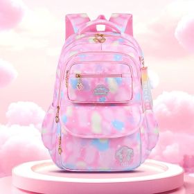 Dreamy Gradient Princess Kids Schoolbag, Spine-protecting Weight-reducing Cartoon Backpack, Lightweight Water-resistant Primary School Bag for Gi (Color: Pink)