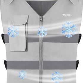 Cooling Safety Vest for Men & Women, 12PCS Ice Packs, Body Cool Clothing for Hot Weather Outside Workers (Color: Light Gray   One Size)