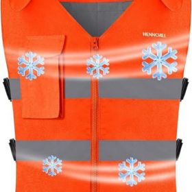 Cooling Safety Vest for Men & Women, 12PCS Ice Packs, Body Cool Clothing for Hot Weather Outside Workers (Color: Orange   One Size)