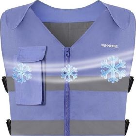 Cooling Safety Vest for Men & Women, 12PCS Ice Packs, Body Cool Clothing for Hot Weather Outside Workers (Color: Blue  One Size)