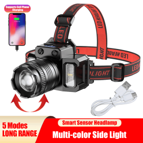Super Bright LED Headlamp Flashlight USB Rechargeable Headlight Waterproof Lamp (Quantity: 1 set)